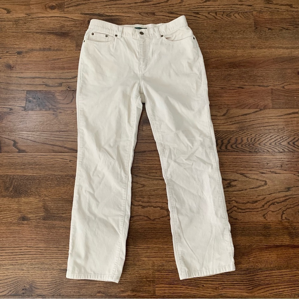 Lauren Jeans Company Cream White Straight Classic Corduroy Pants